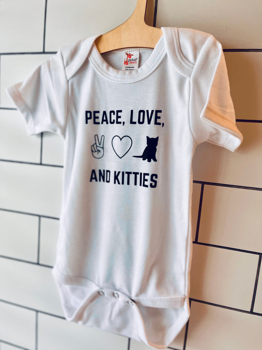 Peace, Love, and Kitties Onesie