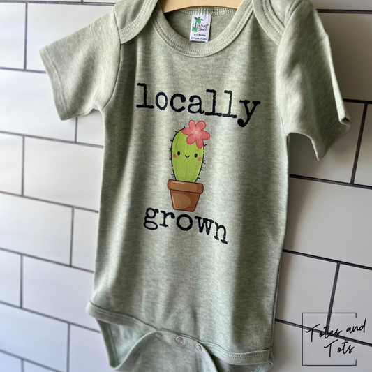 Locally Grown Cactus Onesie (Sage Heather)